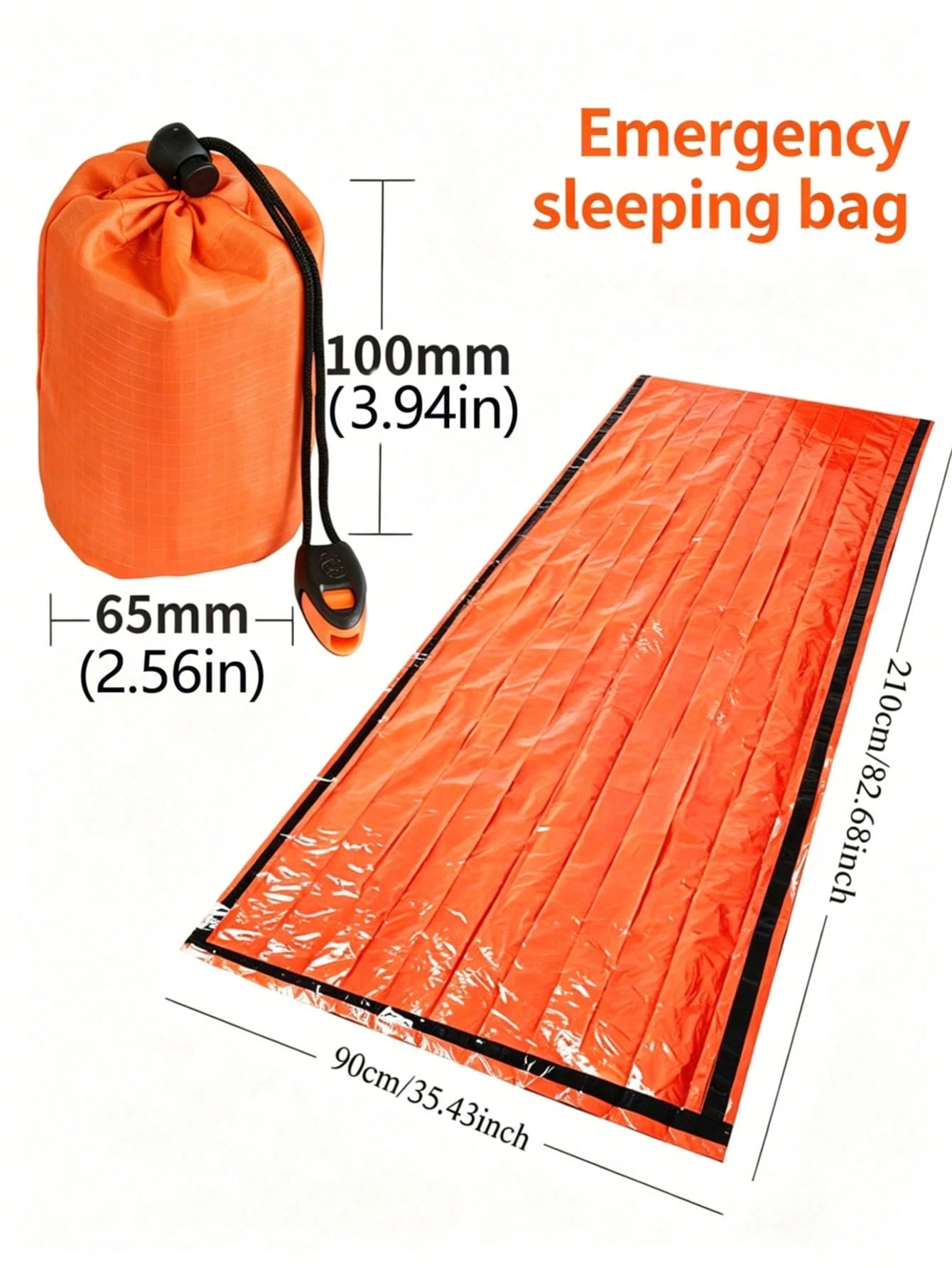 1/2/50pcs Car Emergency Sleeping Bag Set, Includes Thermal Sleeping Bag + Drawstring Bag + Whistle, Outdoor Survival Emergency Blanket, Polyester Film Insulation Bag, Portable Lightweight Outdoor Gear