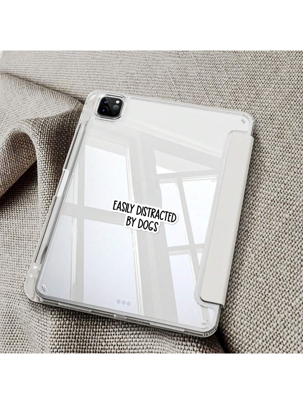 1/2/5pcs Easily Distracted By Dogs Sticker- Fun & Inspirational Decal For Laptops, Water Bottles, And Coffee Lovers, White Background With Black Text, Perfect For Pet Owners, Dog Accessories