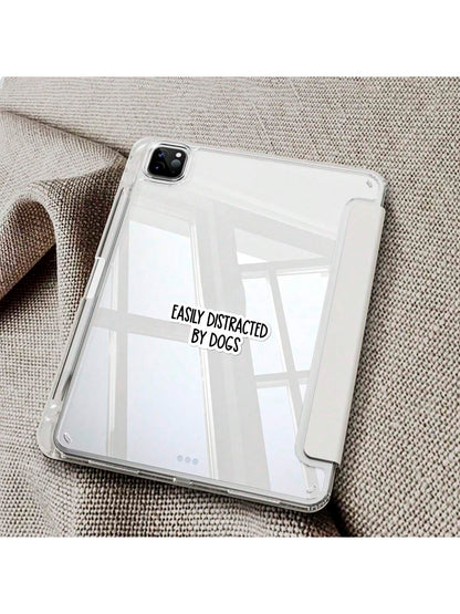 1/2/5pcs Easily Distracted By Dogs Sticker- Fun & Inspirational Decal For Laptops, Water Bottles, And Coffee Lovers, White Background With Black Text, Perfect For Pet Owners, Dog Accessories
