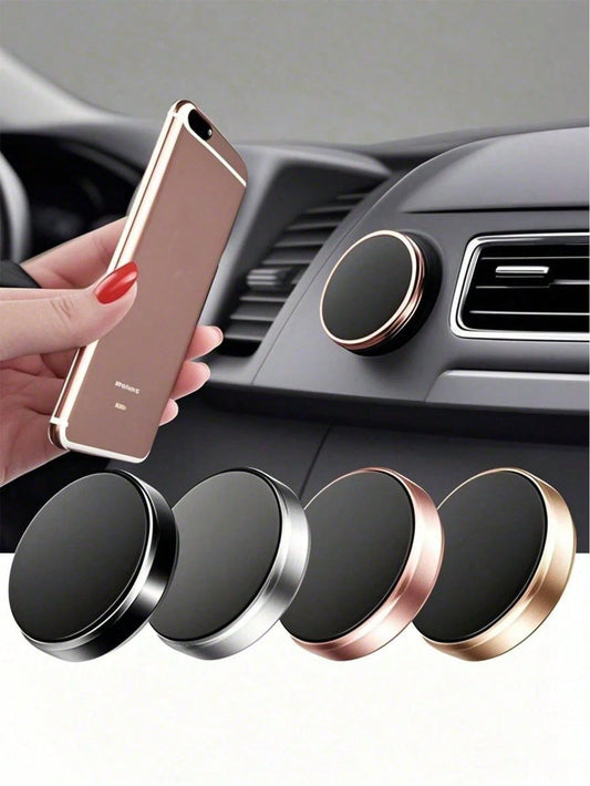 1/2pcs Car Round Magnetic Phone Holder, Strong Magnetic Adsorption For Car, Multi-Angle Adjustable, Dashboard Adhesive Installation, Convenient For Driving Navigation And Phone Calls, No Obstruction O