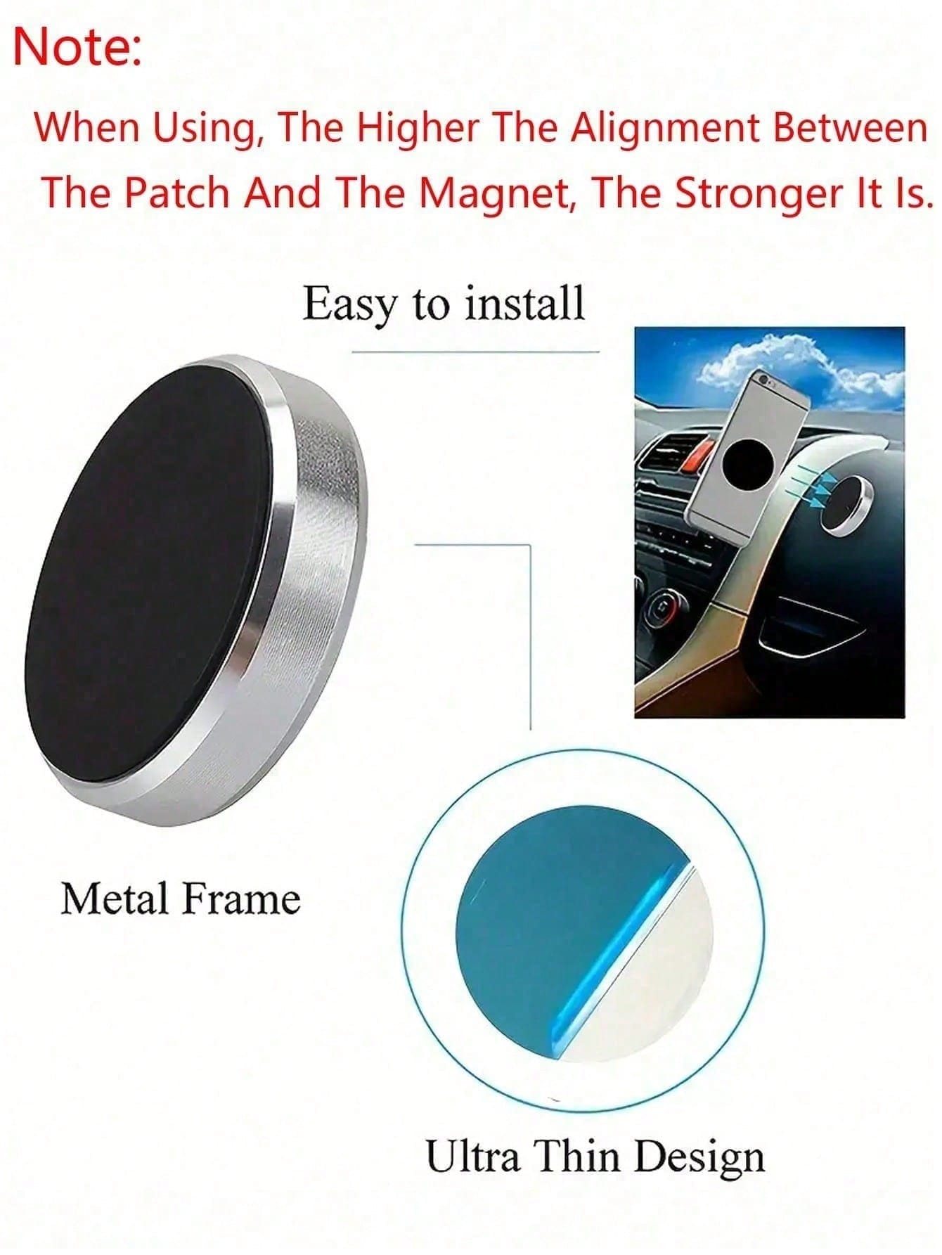 1/2pcs Car Round Magnetic Phone Holder, Strong Magnetic Adsorption For Car, Multi-Angle Adjustable, Dashboard Adhesive Installation, Convenient For Driving Navigation And Phone Calls, No Obstruction O