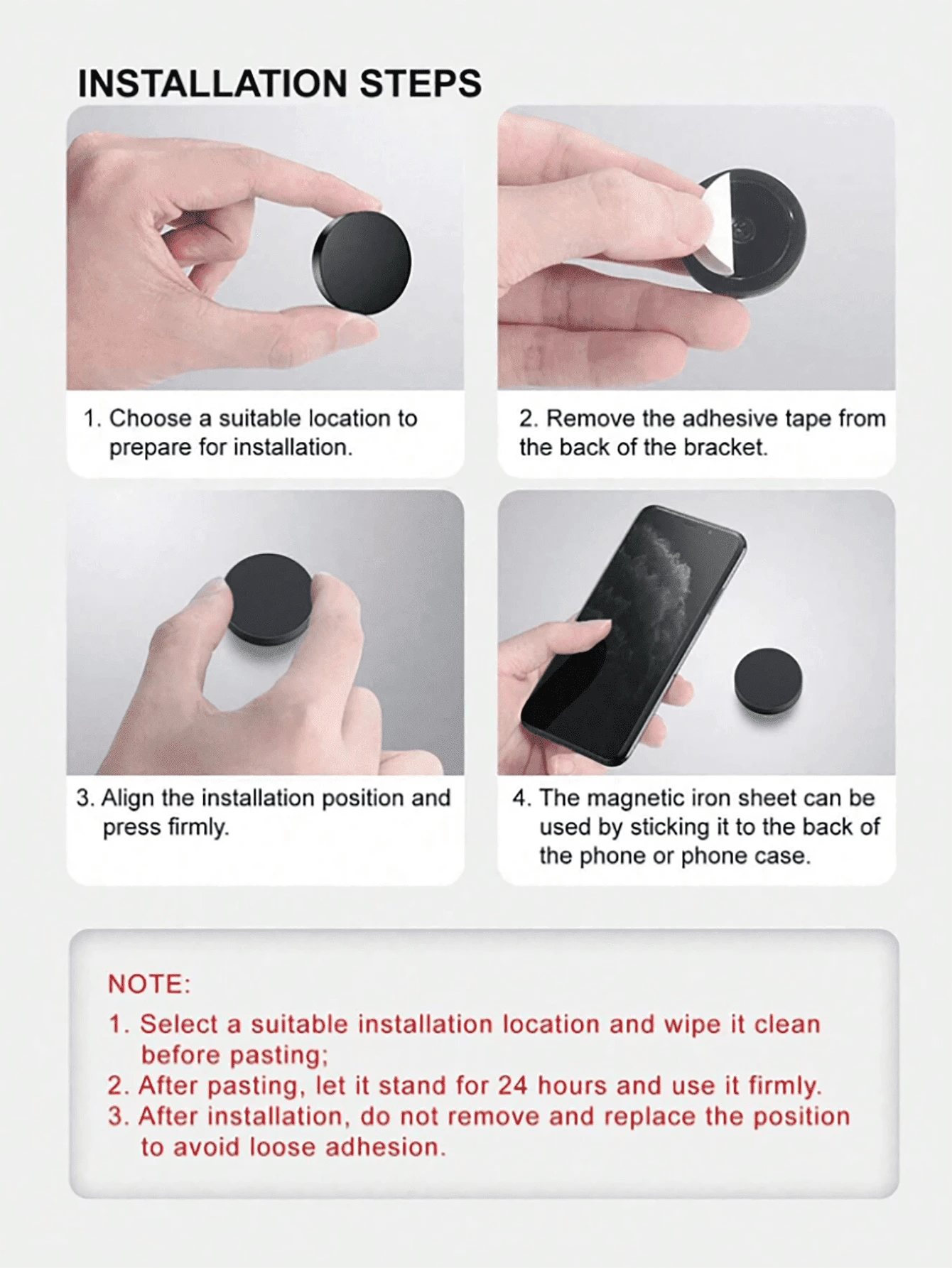 1/2pcs Car Round Magnetic Phone Holder, Strong Magnetic Adsorption For Car, Multi-Angle Adjustable, Dashboard Adhesive Installation, Convenient For Driving Navigation And Phone Calls, No Obstruction O