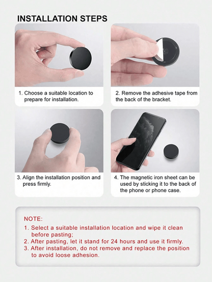 1/2pcs Car Round Magnetic Phone Holder, Strong Magnetic Adsorption For Car, Multi-Angle Adjustable, Dashboard Adhesive Installation, Convenient For Driving Navigation And Phone Calls, No Obstruction O