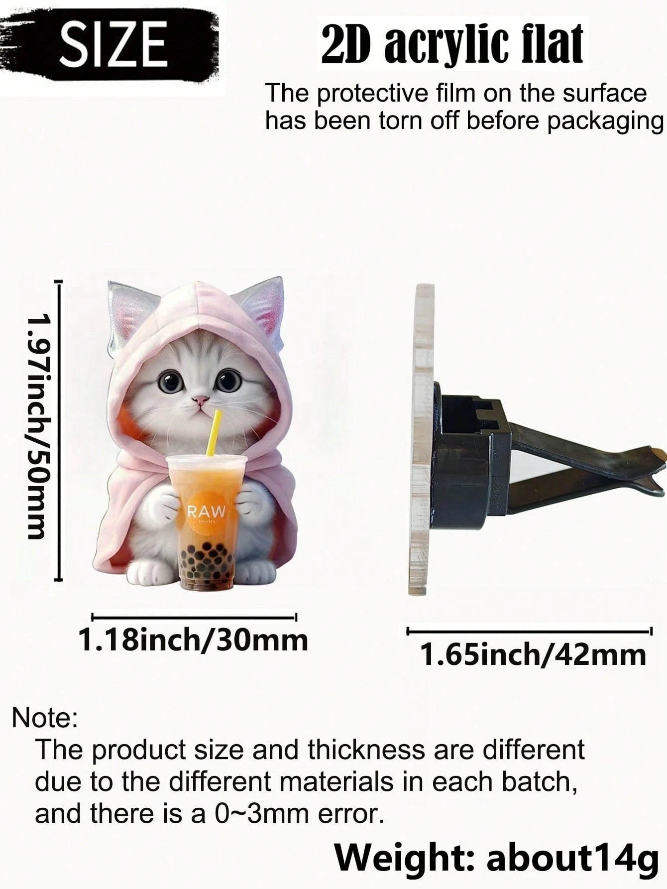 1/2pcs Cute Cat Acrylic 2D Flat Car Air Vent Clip Fragrance Diffuser, Personalized Cat Car Interior Decor Air Freshener Set