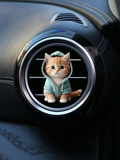 1/2pcs Cute Cat Acrylic 2D Flat Car Air Vent Clip Fragrance Diffuser, Personalized Cat Car Interior Decor Air Freshener Set