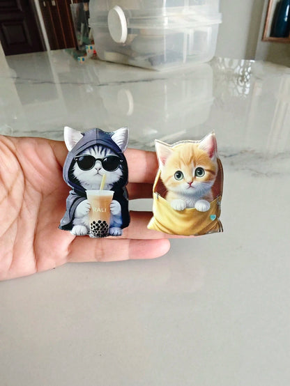1/2pcs Cute Cat Acrylic 2D Flat Car Air Vent Clip Fragrance Diffuser, Personalized Cat Car Interior Decor Air Freshener Set
