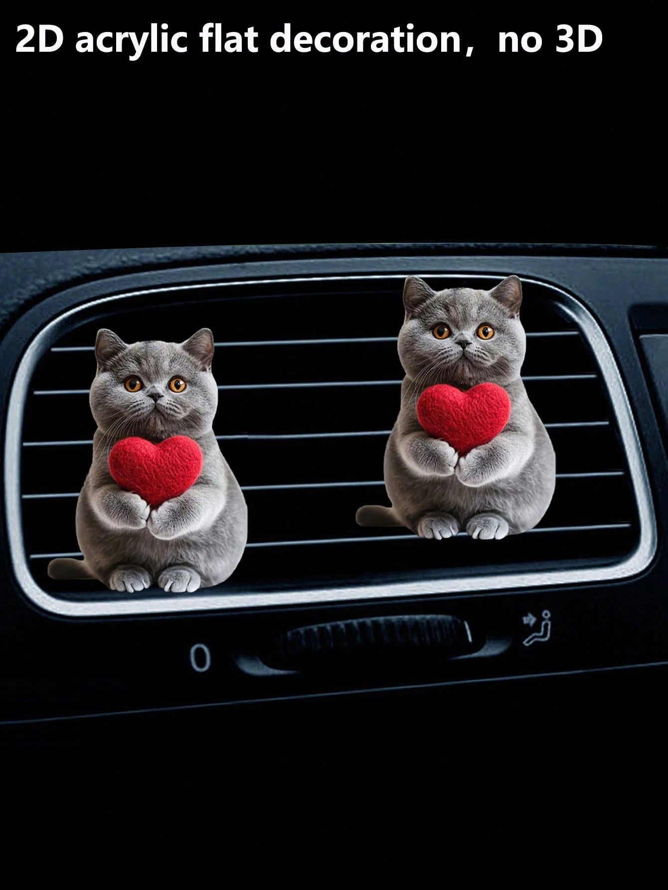 1/2pcs Cute Cat Acrylic 2D Flat Car Air Vent Clip Fragrance Diffuser, Personalized Cat Car Interior Decor Air Freshener Set