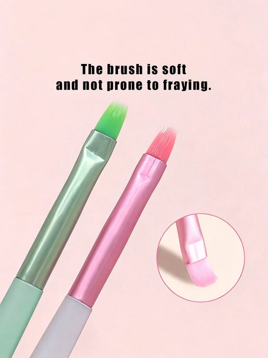 1/2pcs Japanese Flat Nail Art Brush, Acrylic Handle With Cap, Suitable For Painting And Outlining, Ideal For Salon And Nail Shop Enthusiasts, Used For Creating Nail Art Designs, Nail Stickers And Nail