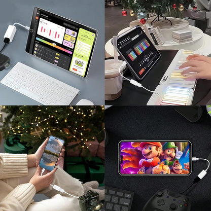 1-2pcs Unisex 2-In-1 Card Reader & Charging Adapter, Anti-Fold Wear-Resistant Durable, Plug & Play Instant Connection, Stable Charging No Pop-Up, High-Speed Transfer No Lag, Type-C To IOS Charging Car