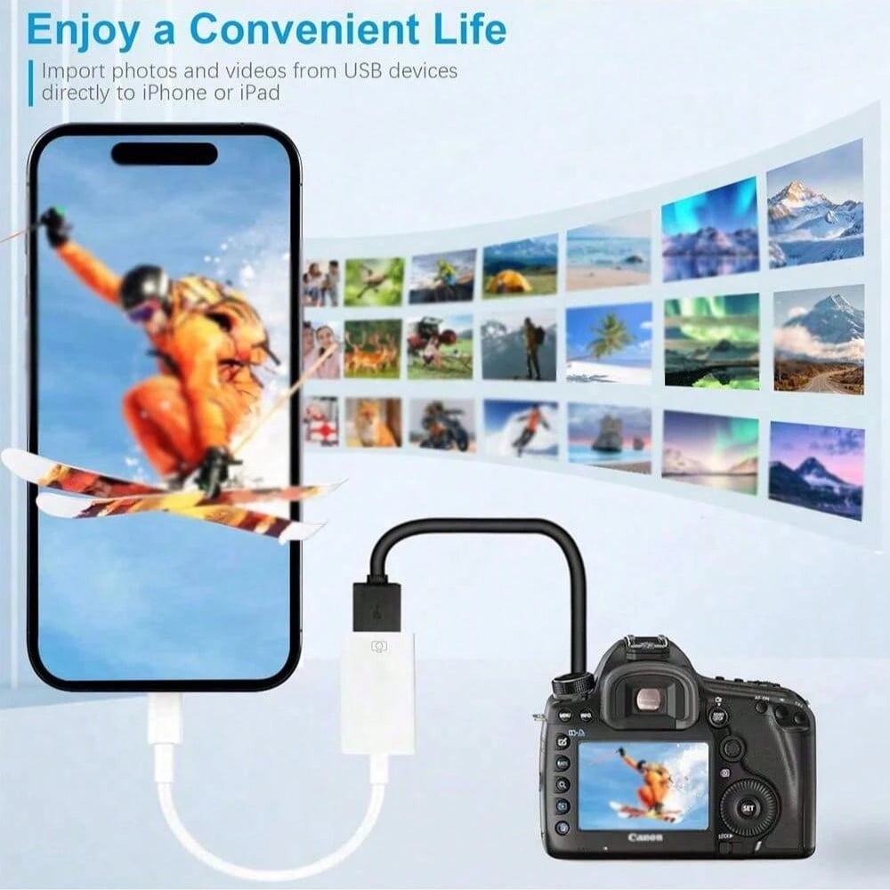 1-2pcs Unisex 2-In-1 Card Reader & Charging Adapter, Anti-Fold Wear-Resistant Durable, Plug & Play Instant Connection, Stable Charging No Pop-Up, High-Speed Transfer No Lag, Type-C To IOS Charging Car