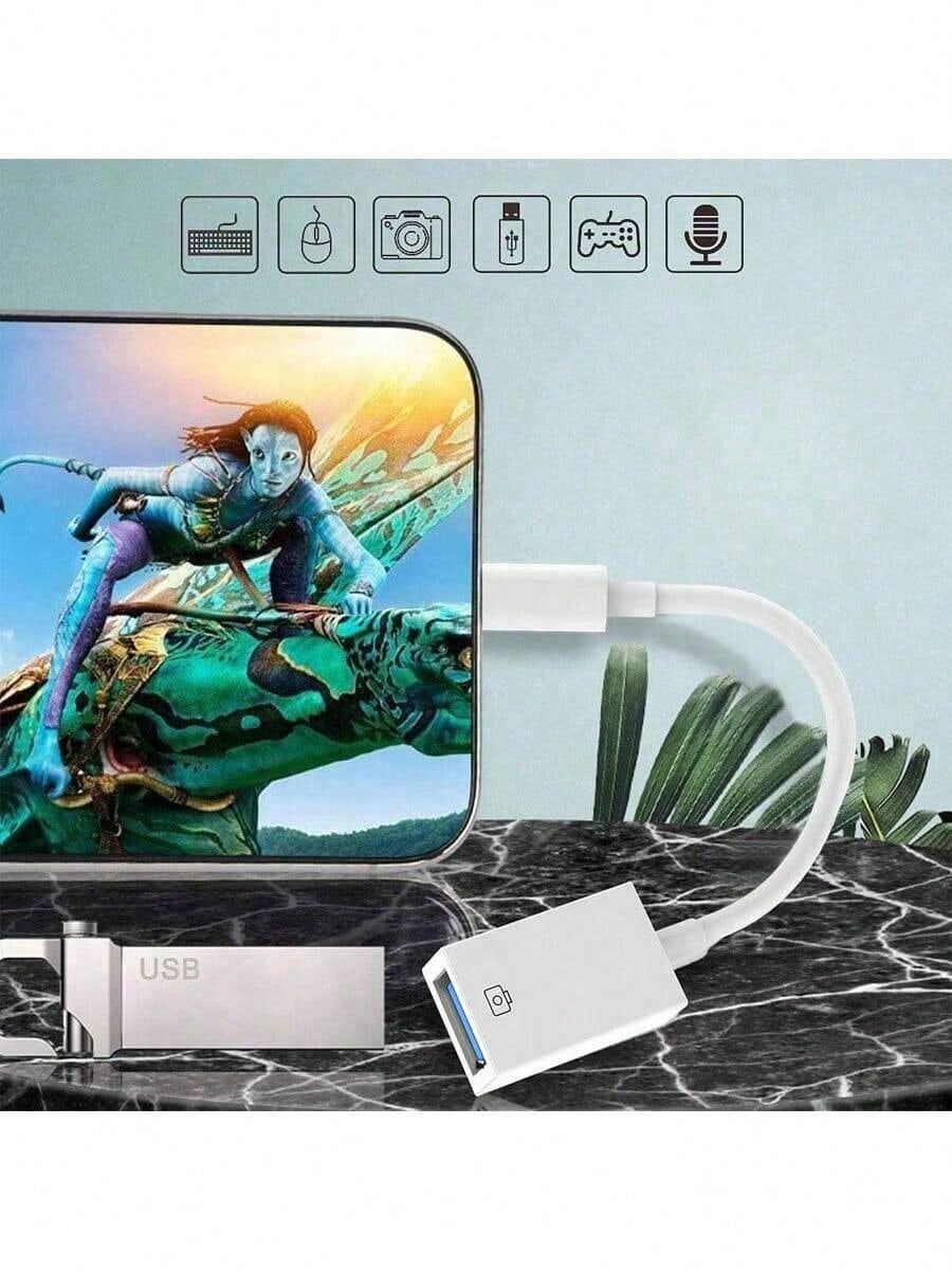 1-2pcs Unisex 2-In-1 Card Reader & Charging Adapter, Anti-Fold Wear-Resistant Durable, Plug & Play Instant Connection, Stable Charging No Pop-Up, High-Speed Transfer No Lag, Type-C To IOS Charging Car