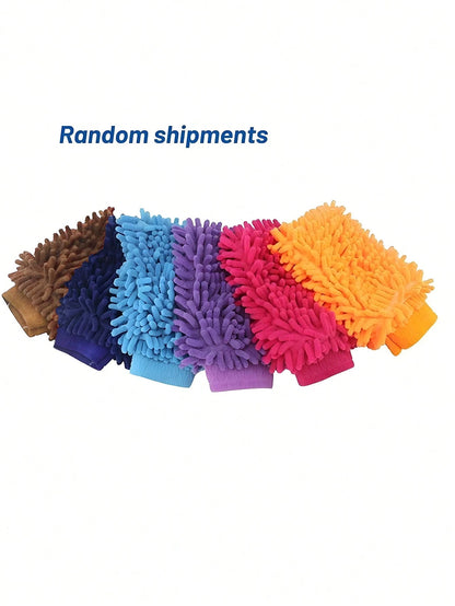 1/3/5pcs Chenille Coral Fleece Gloves, Car Washing Towel, Squeegee, Car Cleaning Accessories