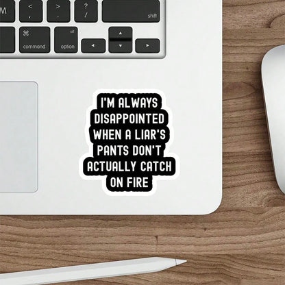 1/3/5Pcs"I'M ALWAYS DISAPPOINTED WHEN A LIAR'S PANTS DON'T ACTUALLY CATCH ON FIRE!" 3 Inch Vinyl Sticker, Funny Quote Decal, Waterproof Die Cut; For Laptop, Water Bottle, Tumbler, Phone Case, Tablet