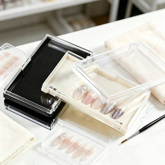 1/3pcs (3pcs Random) Mini Nail Art Sticker Display Box, Dust-Proof Nail Storage Box, Flip-Top Transparent Nail Color Card, Easy To Store And Organize Nail Art Pieces, Nail Art Finished Style Display B