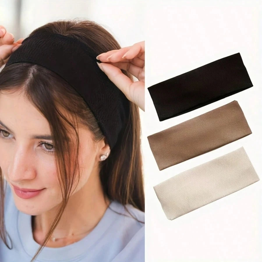 1/3pcs Fashion Headbands, Soft & Elastic, Solid Color Non-Slip Hairbands, Suitable For Sports And Daily Use, Hair Accessories, Holiday Essential
