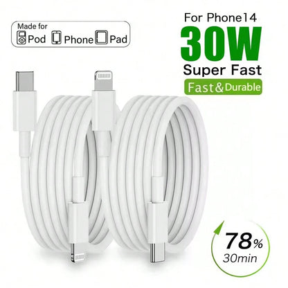 1-3pcs PD Fast Charging 200cm/6.6ft Charging Cable Compatible With IPhone 14 Pro Max/14 Pro/14 Plus/14/13/12/11/Xs Max/XR/X/IPad Series, Fast Charger Adapter Cable