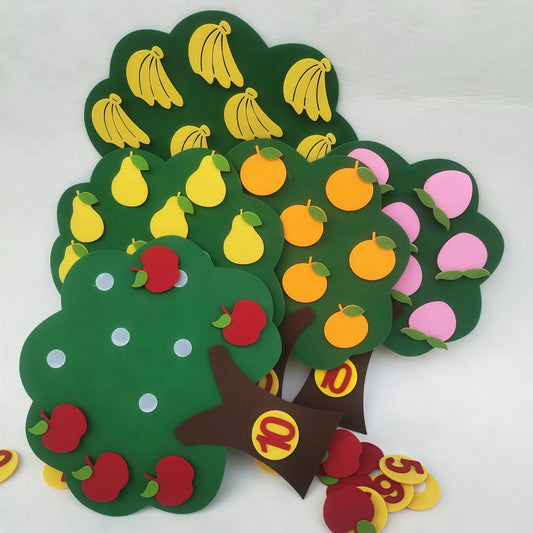 1/4/5 Pieces Of Felt And Non-Woven Fabric Kindergarten Toys And Teaching Aids, Fruit Tree Math Montessori Game Learning Numbers 1-10, School, Students, Stationery, Study Supplies, Kindergarten Childre
