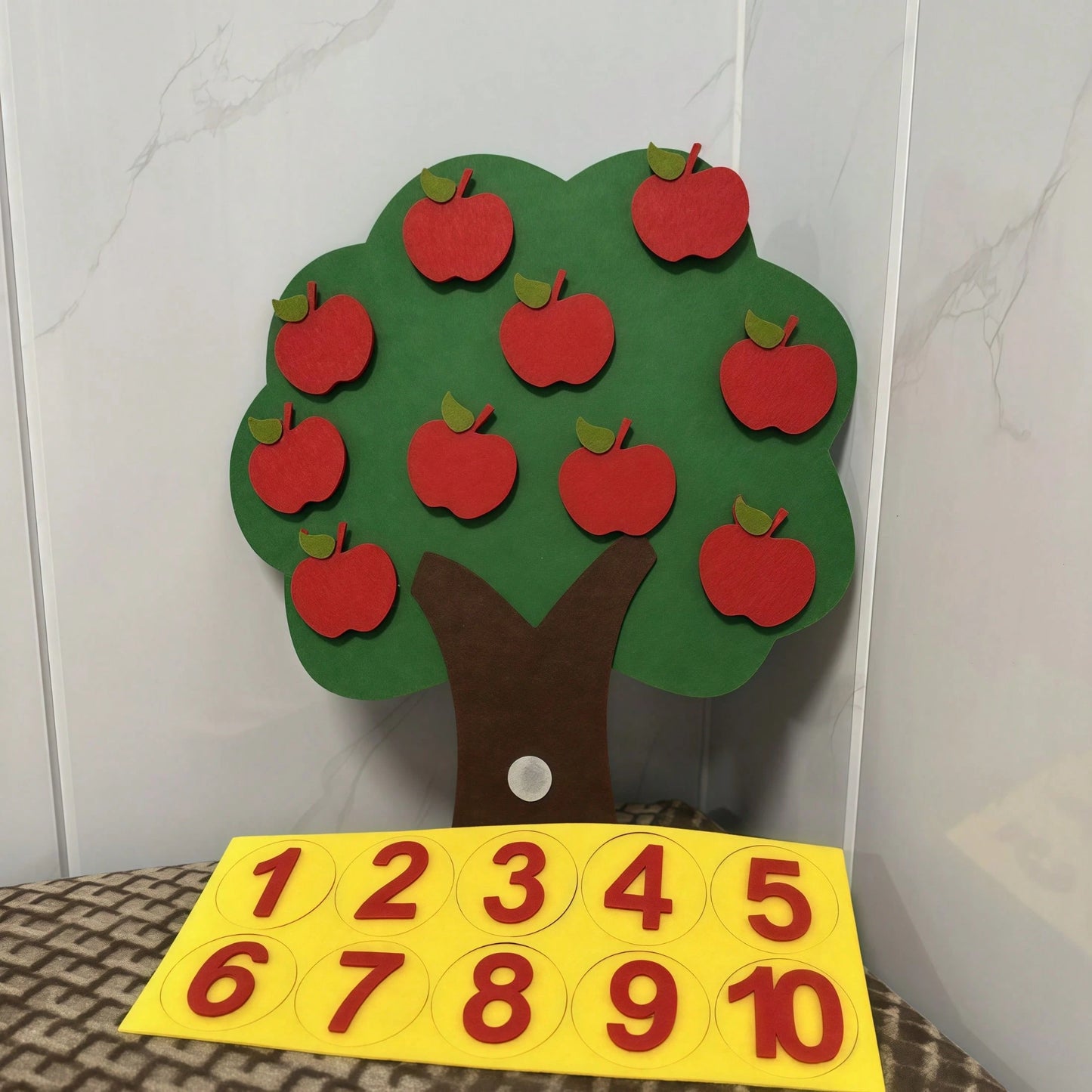 1/4/5 Pieces Of Felt And Non-Woven Fabric Kindergarten Toys And Teaching Aids, Fruit Tree Math Montessori Game Learning Numbers 1-10, School, Students, Stationery, Study Supplies, Kindergarten Childre