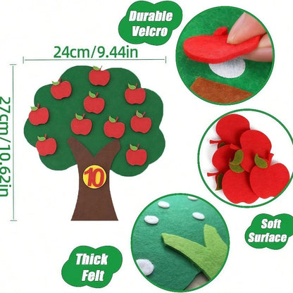 1/4/5 Pieces Of Felt And Non-Woven Fabric Kindergarten Toys And Teaching Aids, Fruit Tree Math Montessori Game Learning Numbers 1-10, School, Students, Stationery, Study Supplies, Kindergarten Childre