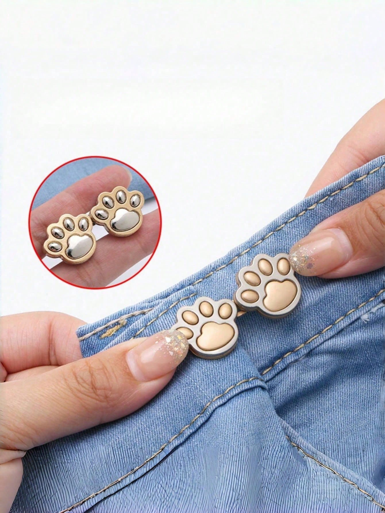 1/4 Set Adjustable Waist Buckles, No Sewing Required, Detachable Elastic Waist Adjustment Clips, Suitable For Jeans, Small Metal Extension Buckles, Cute Star-Shaped Waist Clips, Pants Clips, Suitable