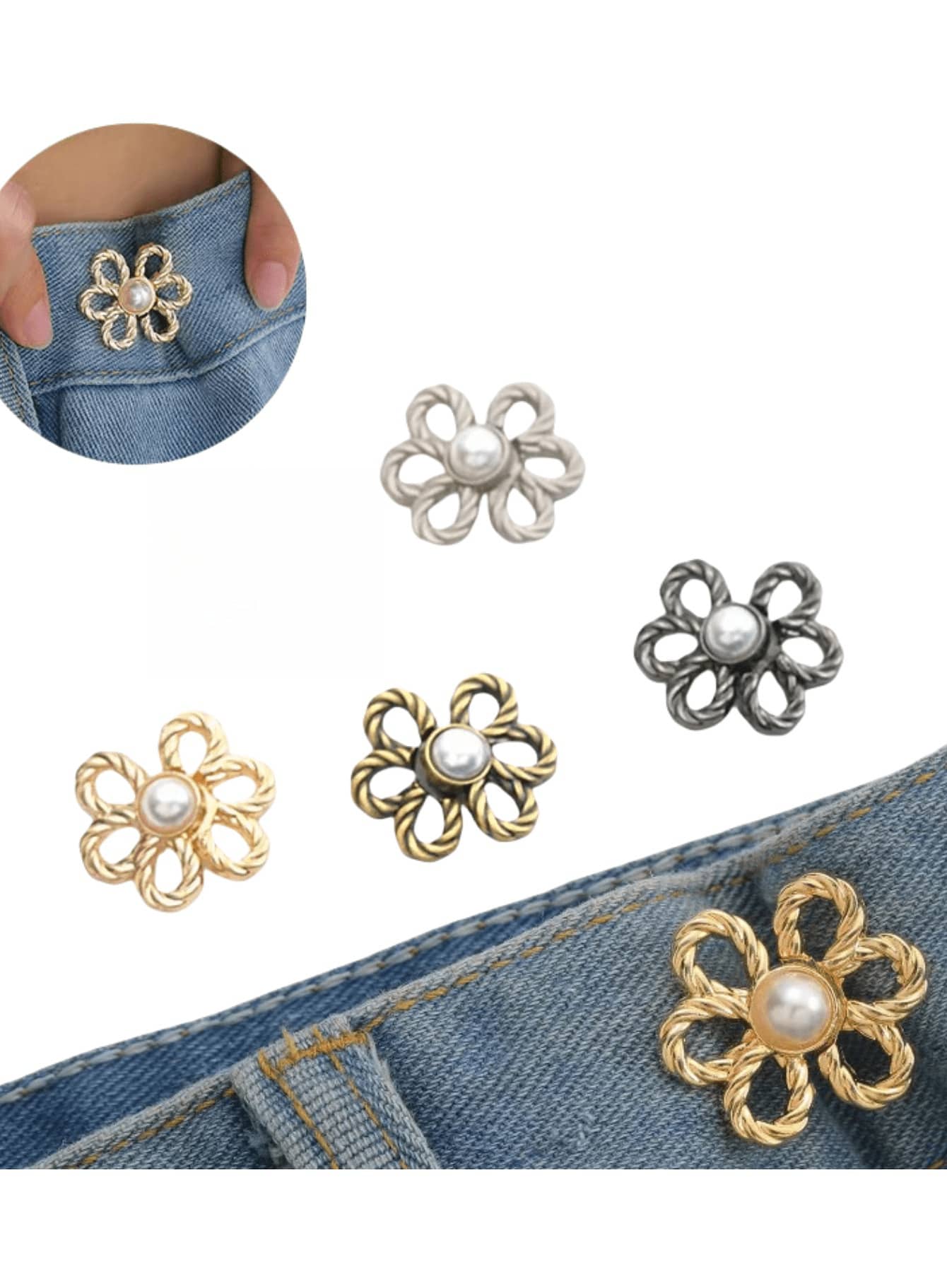 1/4 Set Adjustable Waist Buckles, No Sewing Required, Detachable Elastic Waist Adjustment Clips, Suitable For Jeans, Small Metal Extension Buckles, Cute Star-Shaped Waist Clips, Pants Clips, Suitable