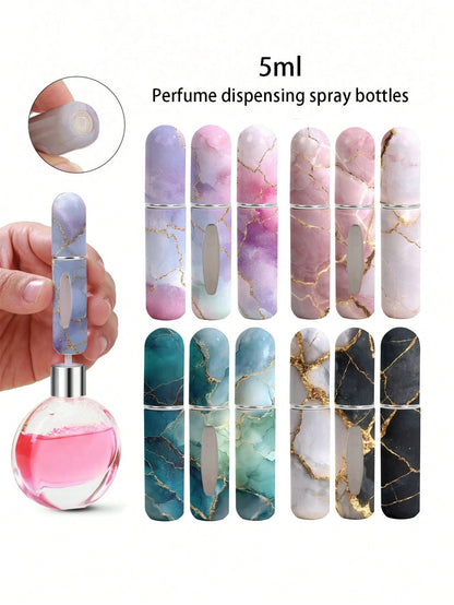 1/4pcs New Gilded Marble Perfume Spray Bottle, 5ml Bottom Perfume Bottle, Travel Portable Mini Perfume Sub-Packing Tool, For Men And Women, Available In A Variety Of Colors, Birthday Gifts For Family