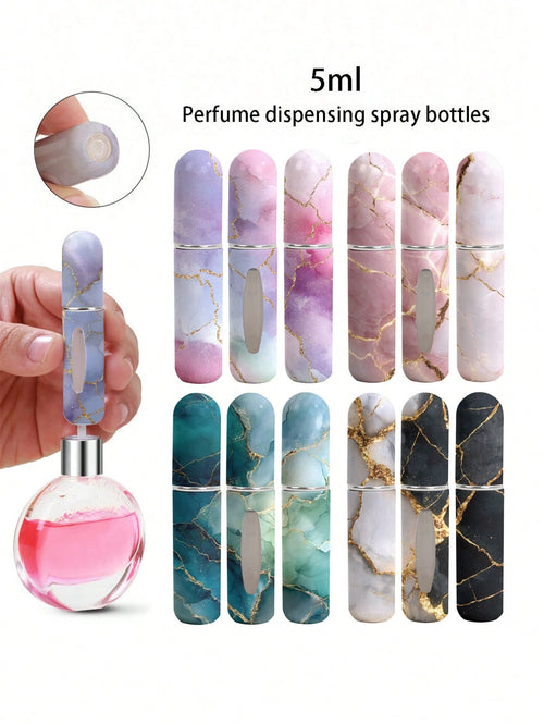 1/4pcs New Gilded Marble Perfume Spray Bottle, 5ml Bottom Perfume Bottle, Travel Portable Mini Perfume Sub-Packing Tool, For Men And Women, Available In A Variety Of Colors, Birthday Gifts For Family