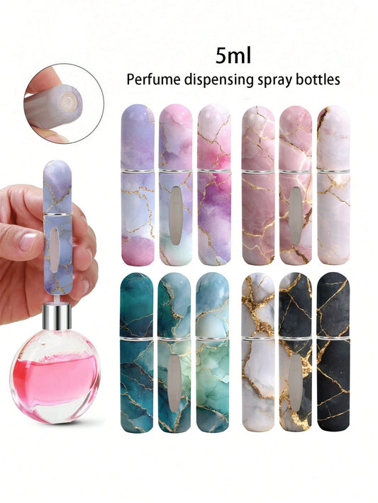 1/4pcs New Gilded Marble Perfume Spray Bottle, 5ml Bottom Perfume Bottle, Travel Portable Mini Perfume Sub-Packing Tool, For Men And Women, Available In A Variety Of Colors, Birthday Gifts For Family