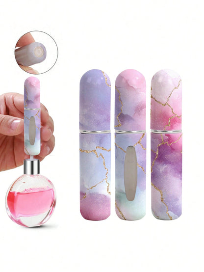 1/4pcs New Gilded Marble Perfume Spray Bottle, 5ml Bottom Perfume Bottle, Travel Portable Mini Perfume Sub-Packing Tool, For Men And Women, Available In A Variety Of Colors, Birthday Gifts For Family