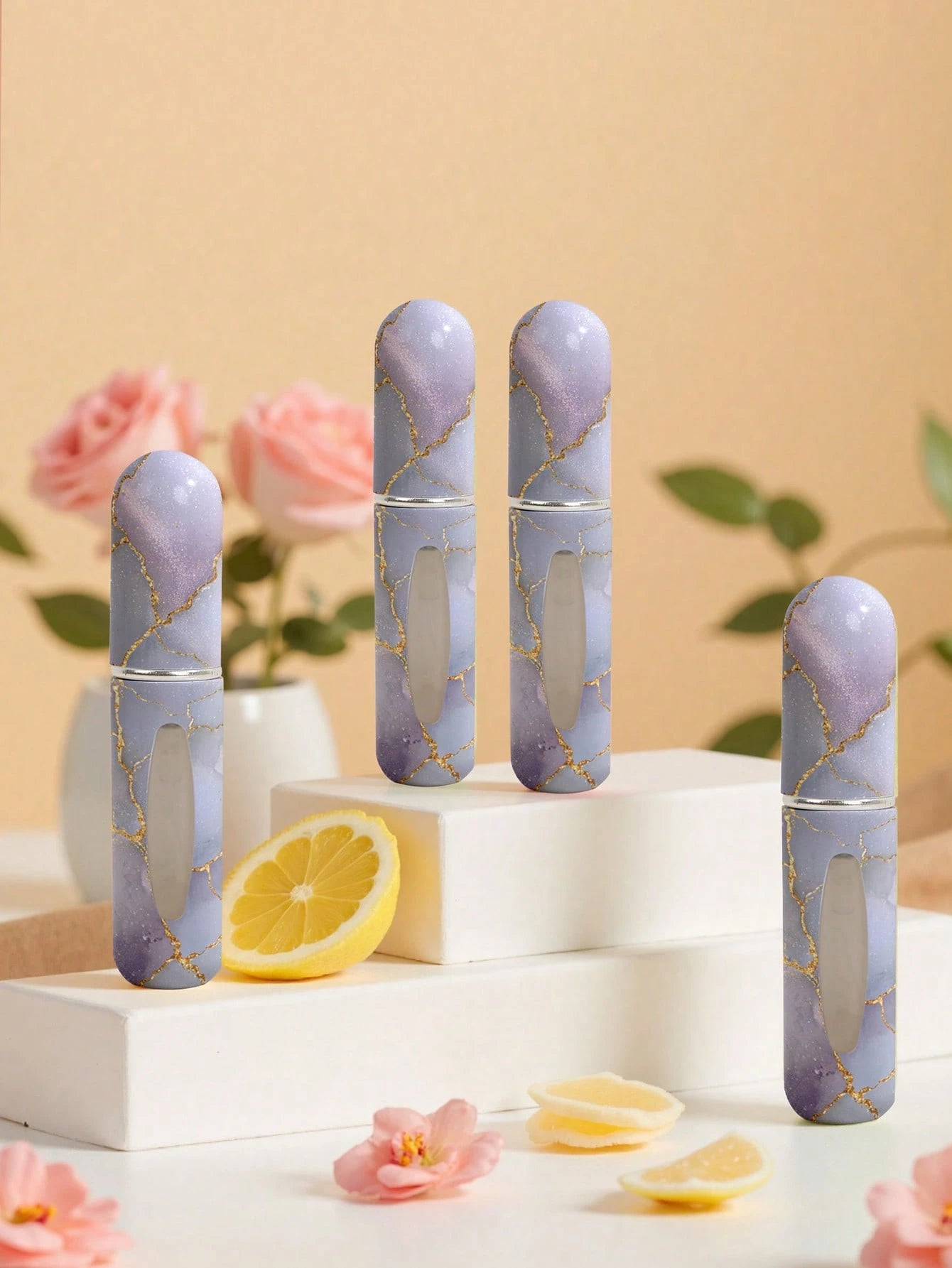 1/4pcs New Gilded Marble Perfume Spray Bottle, 5ml Bottom Perfume Bottle, Travel Portable Mini Perfume Sub-Packing Tool, For Men And Women, Available In A Variety Of Colors, Birthday Gifts For Family