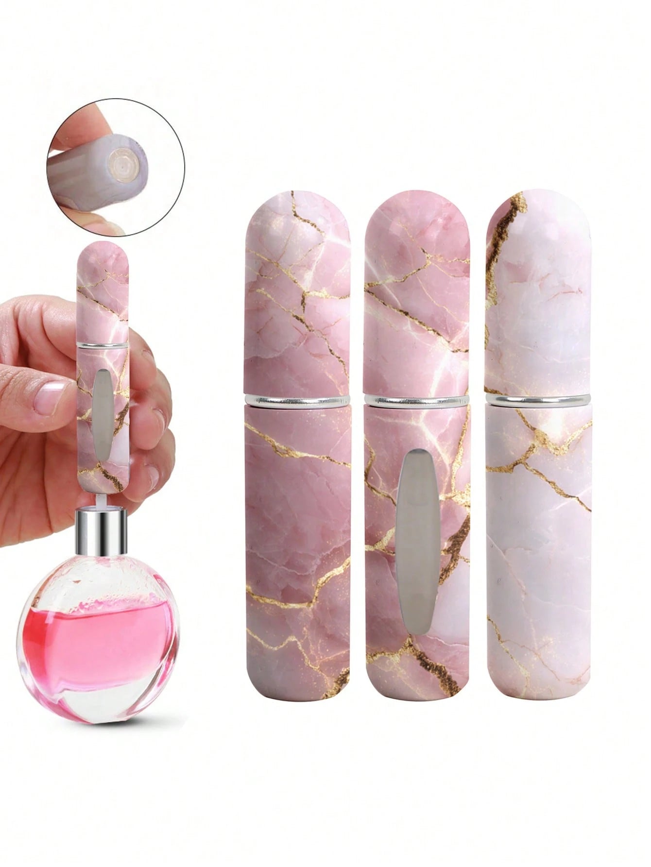 1/4pcs New Gilded Marble Perfume Spray Bottle, 5ml Bottom Perfume Bottle, Travel Portable Mini Perfume Sub-Packing Tool, For Men And Women, Available In A Variety Of Colors, Birthday Gifts For Family
