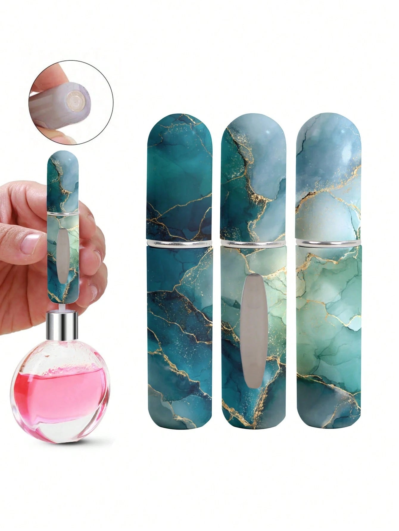 1/4pcs New Gilded Marble Perfume Spray Bottle, 5ml Bottom Perfume Bottle, Travel Portable Mini Perfume Sub-Packing Tool, For Men And Women, Available In A Variety Of Colors, Birthday Gifts For Family