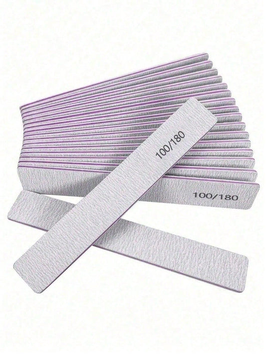 1/5/10/20/25/50pcs Professional Nail Files, 180/100 Natural Nail Files, Double-Sided Washable Fine Texture Nail Files, Suitable For Home And Salon Use