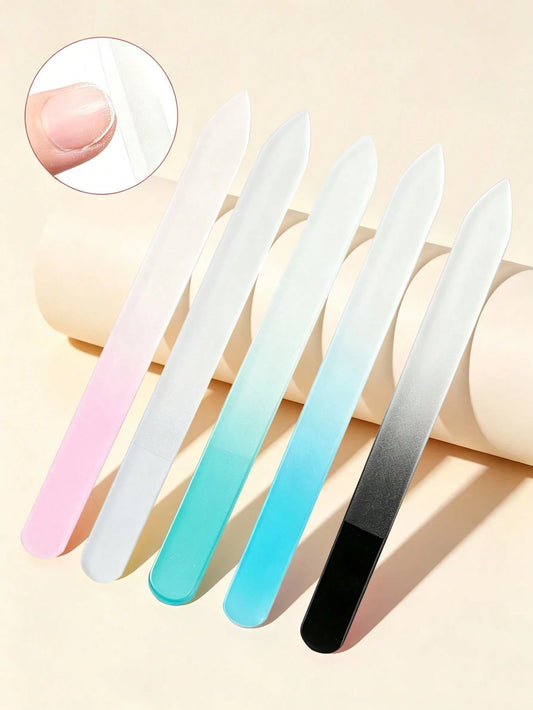 1/5pcs Glass Nail Files, Natural Crystal Nail Files, Nano Nail Polishing Care, Suitable For Artificial Nails, Travel And Nail Salon, Nail Art Supplies, Affordable Nail Supplies, Nail Tools, Nail Files