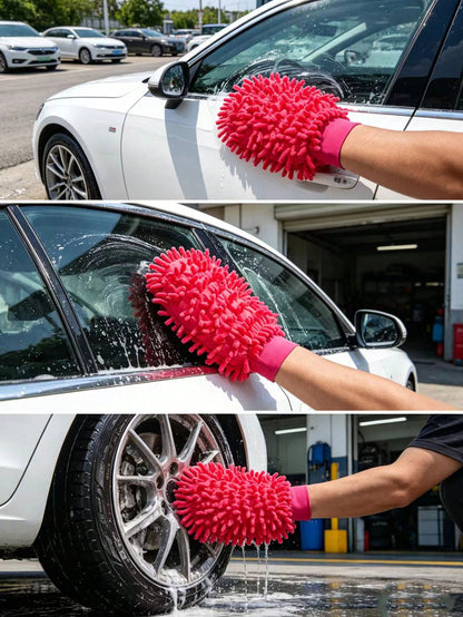 1/5pcs Premium Soft Chenille Car Wash Gloves- Double-Sided Plush Microfiber, Non-Scratch Cleaning Gloves, Suitable For Car Washing, Auto Detailing, Trucks, Boats| High-Quality Auto Cleaning Accessor