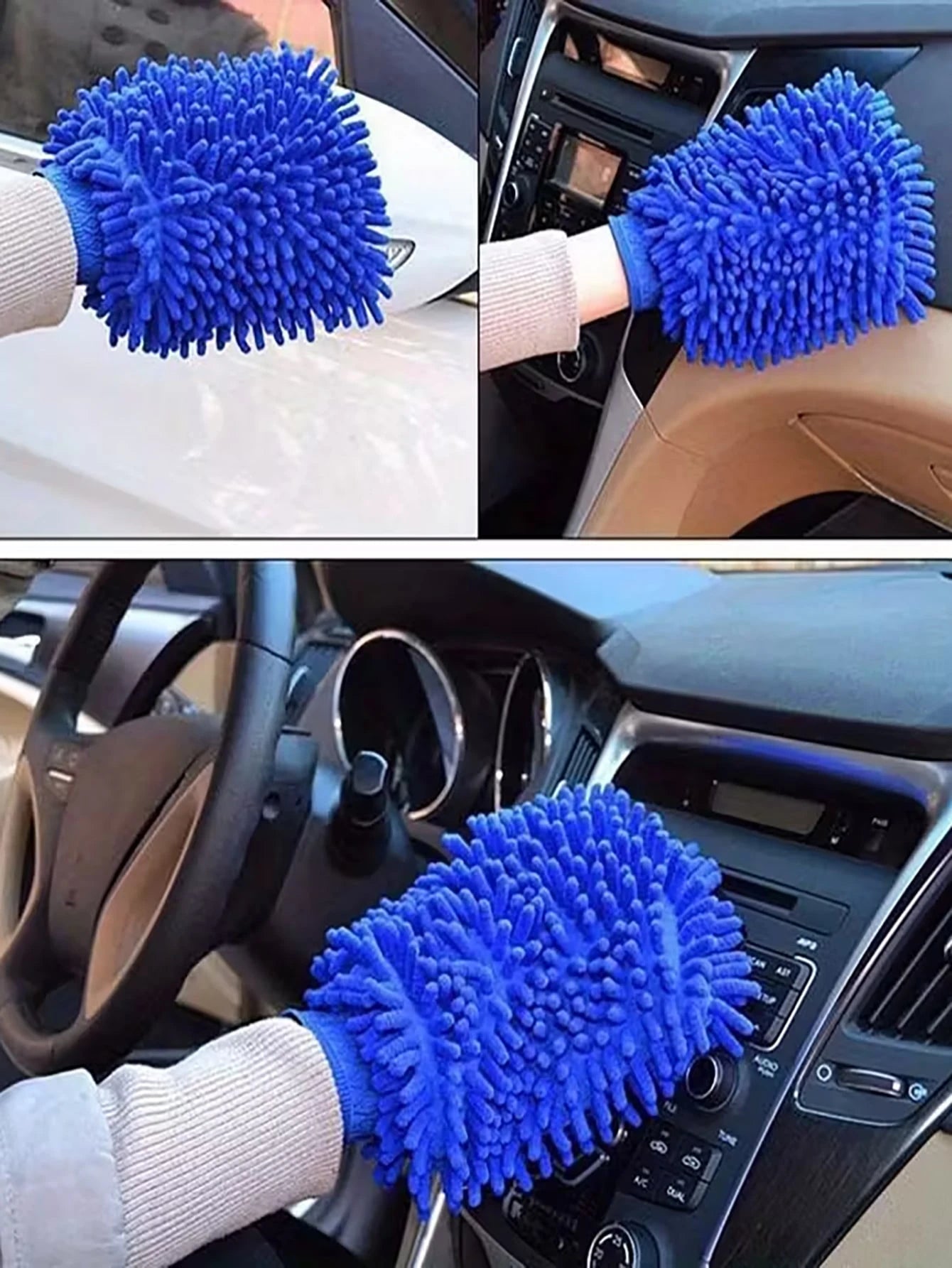 1/5pcs Premium Soft Chenille Car Wash Gloves- Double-Sided Plush Microfiber, Non-Scratch Cleaning Gloves, Suitable For Car Washing, Auto Detailing, Trucks, Boats| High-Quality Auto Cleaning Accessor