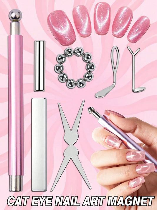 1/7pcs Cat Eye Nail Art Magnetic Tool Set, French Cat Eye Heart Nail Magnets, Cat Eye Gel Polish Magnetic Stick, Nail Art Supplies To Create Various Cat Eye Effects, Nail Art Tools, Nail Supplies, Sum