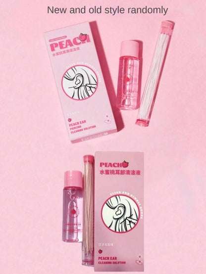 1 Box Peach Scented Ear Piercing Cleaning Solution, Ear Piercing Cleaning Thread, Ear Care Series To Remove Dirt And Grease, Ear Piercing Cleaning Solution, Ear Piercing Cleaning Thread, Ear Care Solu