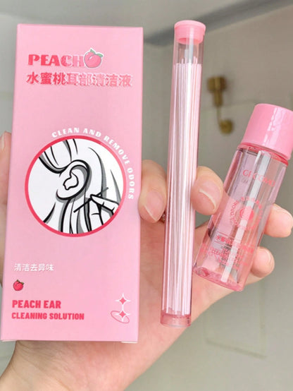 1 Box Peach Scented Ear Piercing Cleaning Solution, Ear Piercing Cleaning Thread, Ear Care Series To Remove Dirt And Grease, Ear Piercing Cleaning Solution, Ear Piercing Cleaning Thread, Ear Care Solu