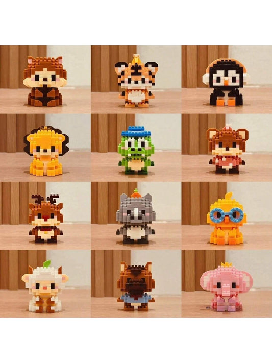 1 Cute Animal Building Blocks, Birthday Gift, DIY Animal Series Blocks, Desktop Decor, Stress Relief, Home Collection Decor, Assembled Dolls, Office Desk Ornament, Desktop Decoration