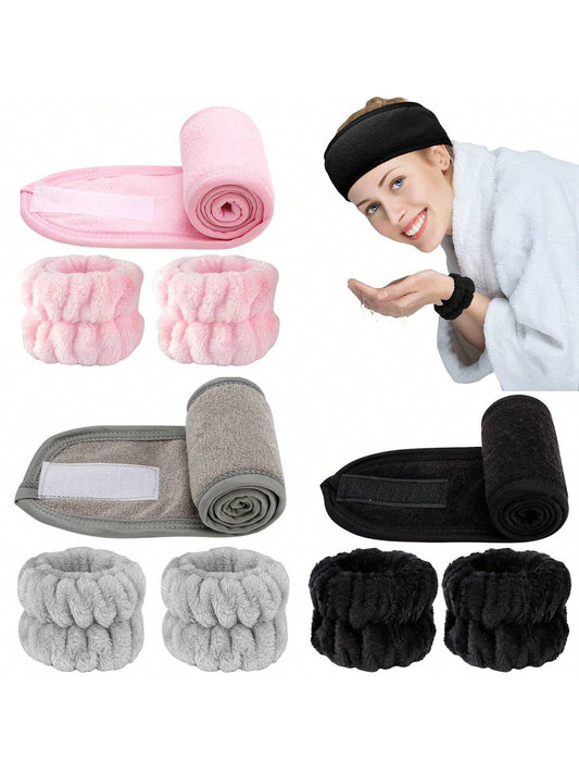 1 Facial SPA Headband/2 Facial Washing Wristbands/3 Sets Of Spa Headbands, Which Can Be Used For Face Washing, Makeup, And Facial Massage.,Skincare Headband,Beauty,Skin Care Products,Spa,Self Care,Ski