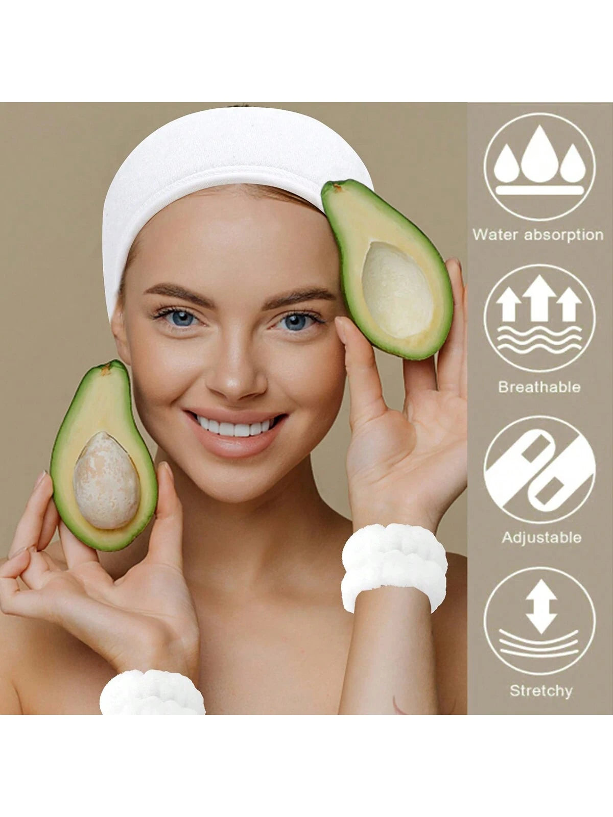 1 Facial SPA Headband/2 Facial Washing Wristbands/3 Sets Of Spa Headbands, Which Can Be Used For Face Washing, Makeup, And Facial Massage.,Skincare Headband,Beauty,Skin Care Products,Spa,Self Care,Ski