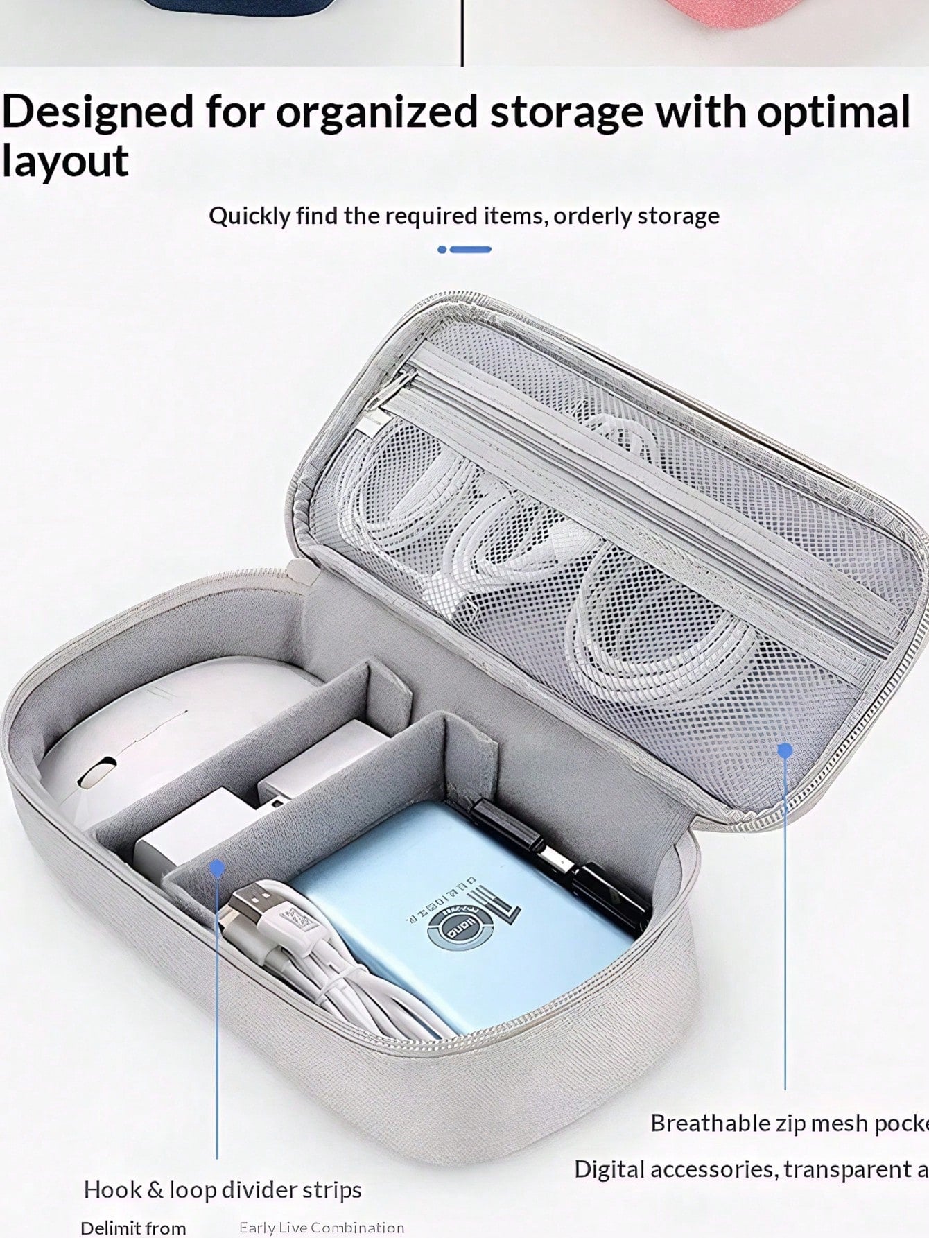 1 Large Multifunctional Digital Storage Bag-A Waterproof Travel Organizer For Cables And Electronic Accessories, Suitable For Storing Passports, Power Banks, Cables, Mice, And More; Ideal For Summer B