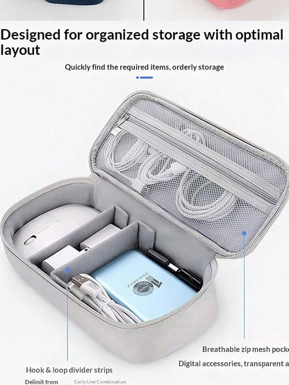 1 Large Multifunctional Digital Storage Bag-A Waterproof Travel Organizer For Cables And Electronic Accessories, Suitable For Storing Passports, Power Banks, Cables, Mice, And More; Ideal For Summer B