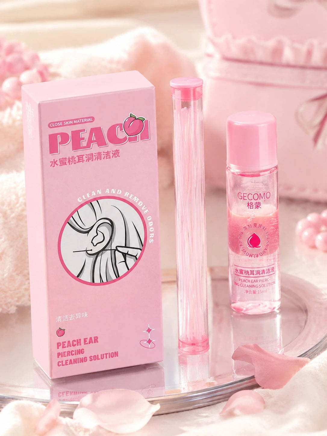 1-Pack Peach-Scented Ear Hole Cleaning Kit (Includes 60 Ultra-Fine Cleaning Threads) – Daily Care Product For Removing Debris And Odor