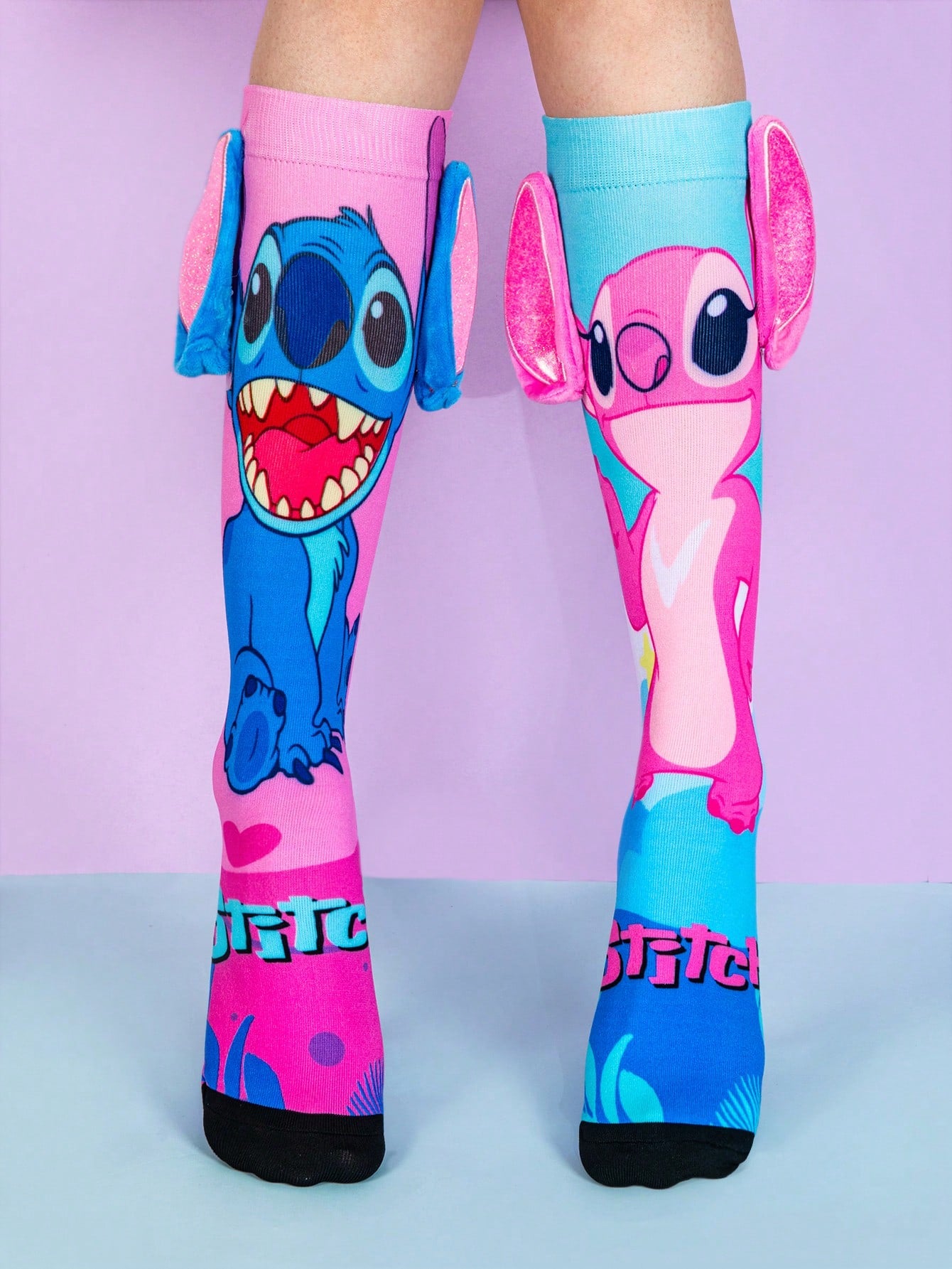 1 Pair Disney 3D Stitch Kids Knee-High Socks, Fashion High-Top Socks, Party Style, High Quality Gift, Back To School Essential, Fun Fashion Disney Little Fan Princess Leg Warmers
