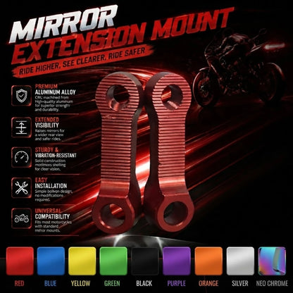 1 Pair Motorcycle Rearview Mirror Extension Bracket CNC Aluminum Alloy Raised Base 10mm Universal Rearview Mirror Extension Adapter Bracket Suitable For Motorcycle And Electric Scooter