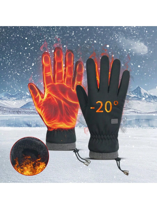 1 Pair Unisex Winter Outdoor Skiing Sports Gloves, Windproof, Warm, Non-Slip, Touch Screen, Driving, Riding Gloves,Black Gloves Thermal, Winter Gloves, Hand Warmer, Ski Gloves, Snow Gloves