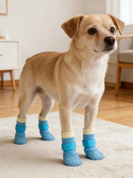 1 Pair Waterproof Anti-Slip Dog Boots- Winter Paw Protection, Small To Medium Dog Slip-On Pet Shoes- Suitable For Walking, Snow Use, Fits Teddy, Golden Retriever And All Dog Breeds (Easy To Put On A