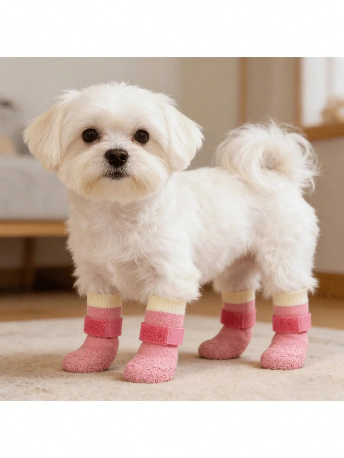 1 Pair Waterproof Anti-Slip Dog Boots- Winter Paw Protection, Small To Medium Dog Slip-On Pet Shoes- Suitable For Walking, Snow Use, Fits Teddy, Golden Retriever And All Dog Breeds (Easy To Put On A